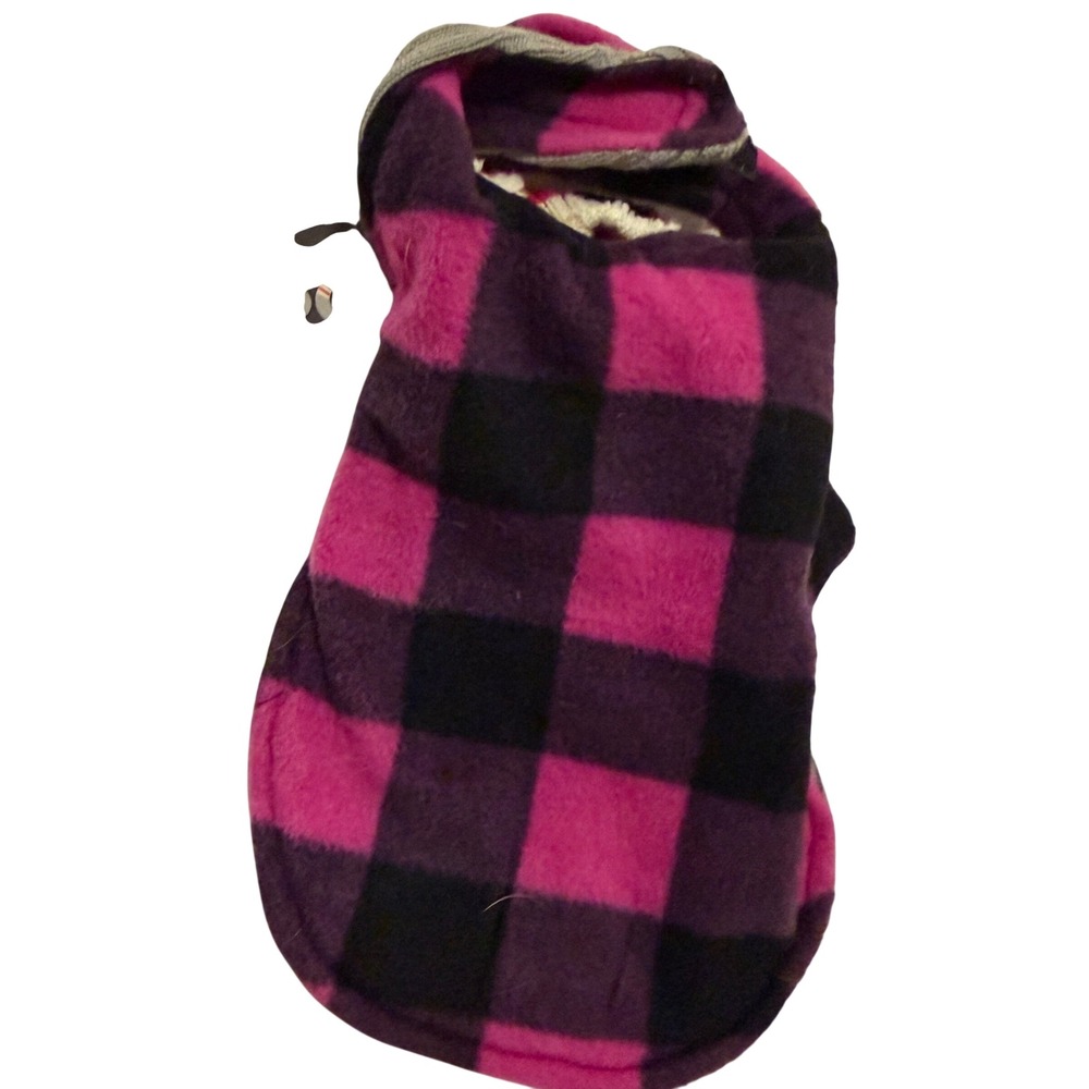Pook Pooch Reversible Dog Vest Pink Purple Buffalo Plaid Grey Knit Small NWT